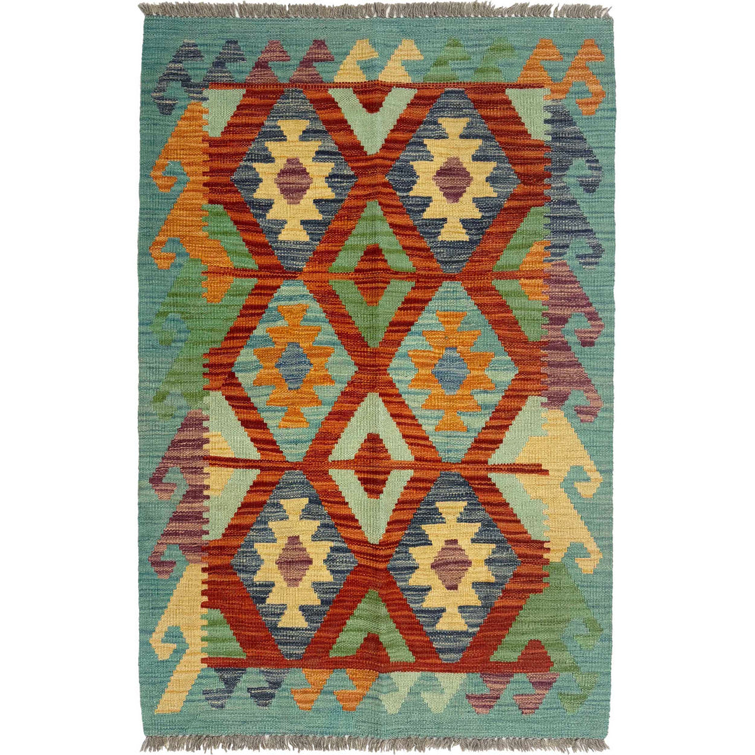 Afghan Vegetable Kelim Rug 2'7" x 4'1" Flat-Weave