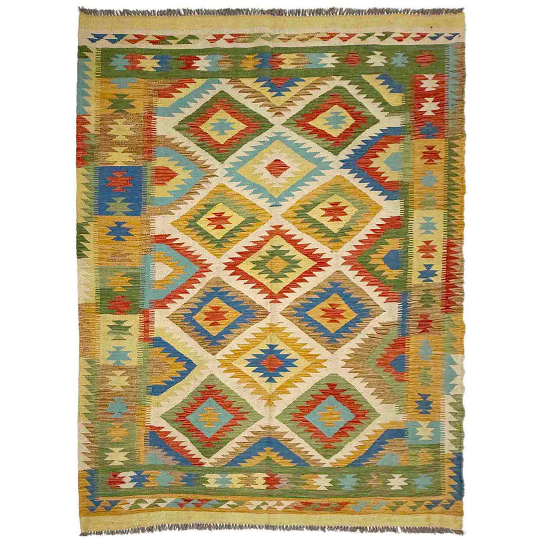 Afghan Vegetable Kilim Rug 5' 6" x 8' 0" Flat-Weave