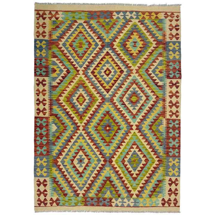 Afghan Kilim Rug 4' 10" x 6' 7" Flat-Weave