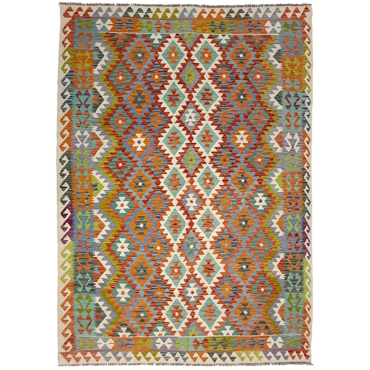 Afghan Kilim Rug 6' 10" x 9' 9" Flat-Weave