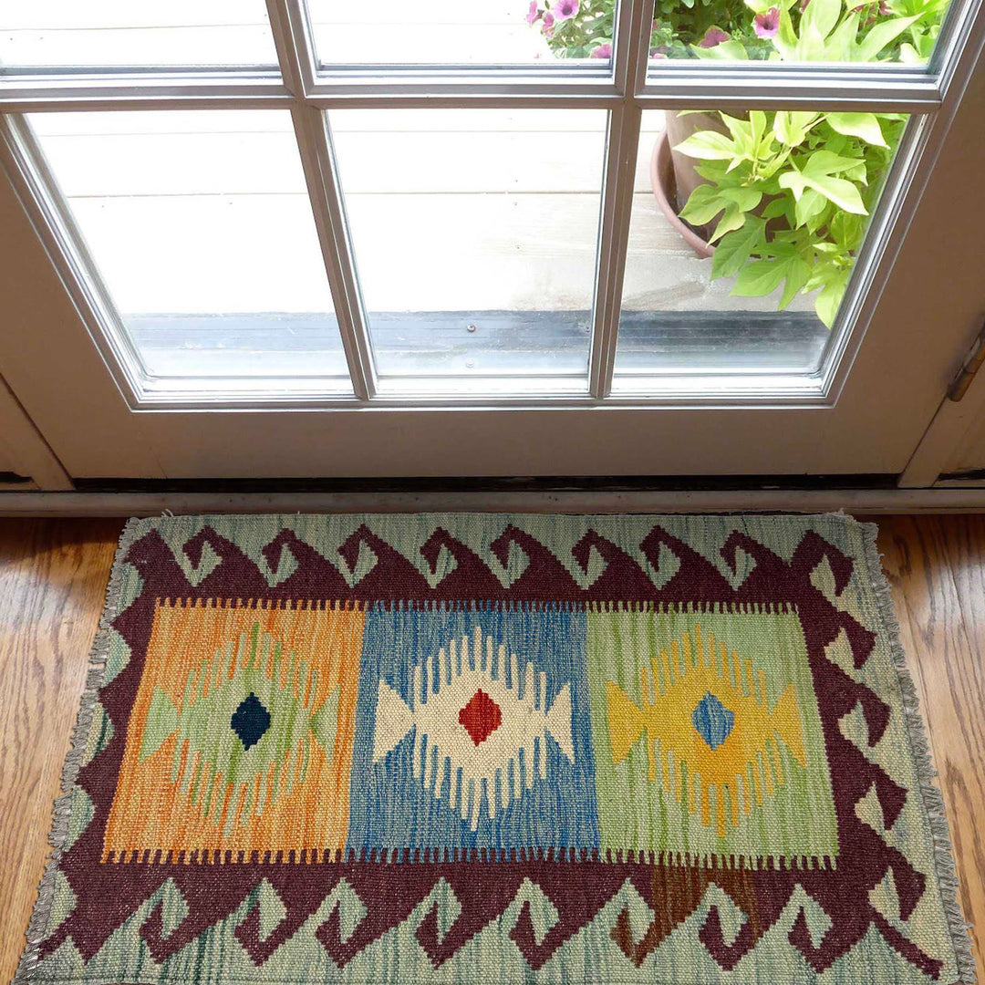 Afghan Kilim Rug 1' 10" x 2' 9" Flat-Weave | No. AL45752
