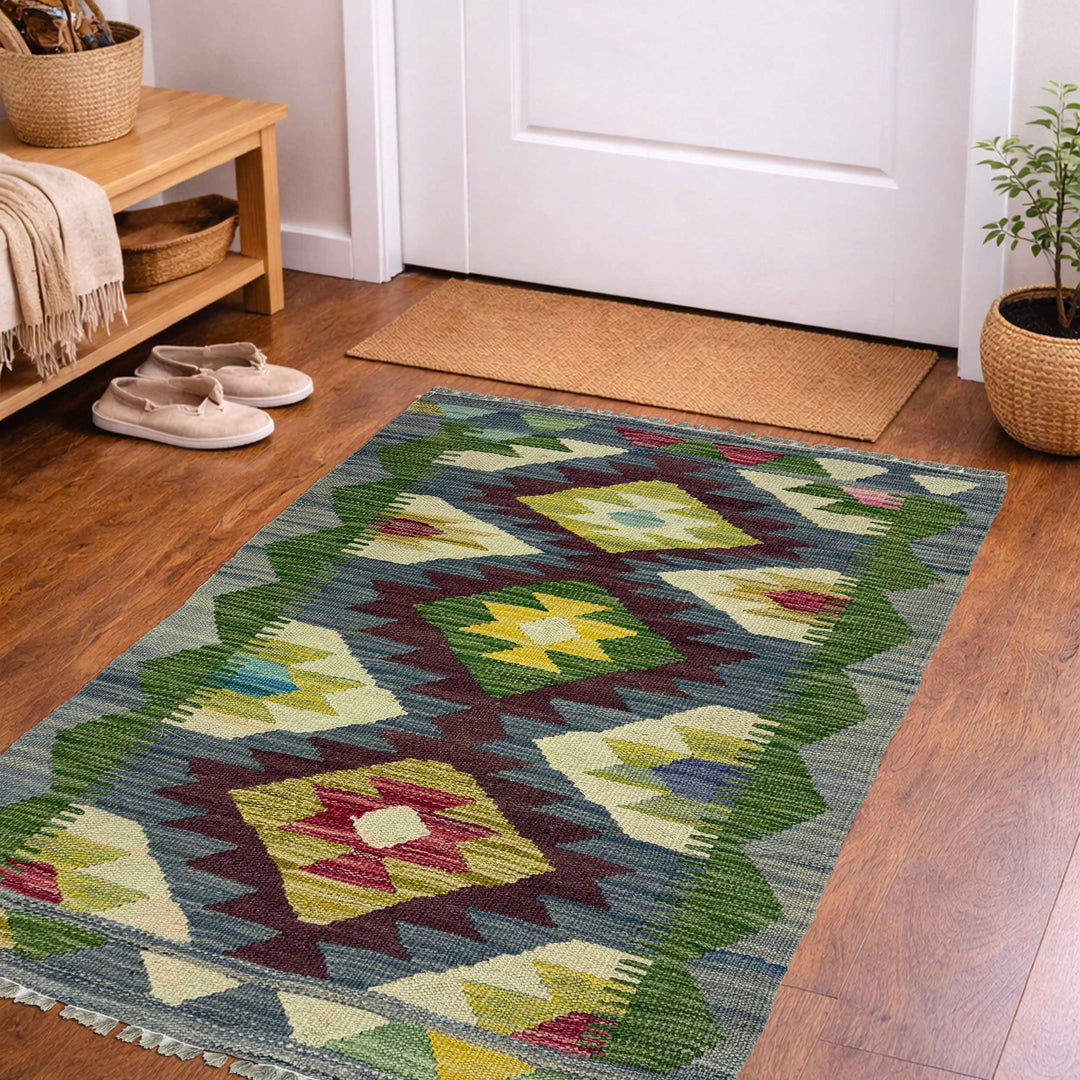 Afghan Kilim Rug 2' 0" x 2' 11" Flat-Weave view