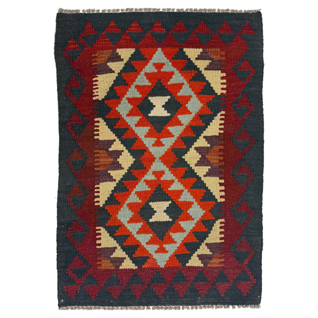 Afghan Kilim Rug 2' 1" x 2' 11" Flat-Weave