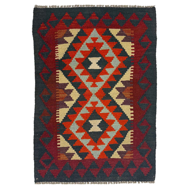 Afghan Kilim Rug 2' 1" x 2' 11" Flat-Weave