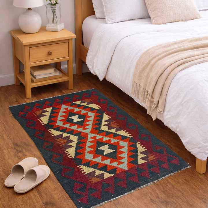 Afghan Kilim Rug 2' 1" x 2' 11" Flat-Weave view