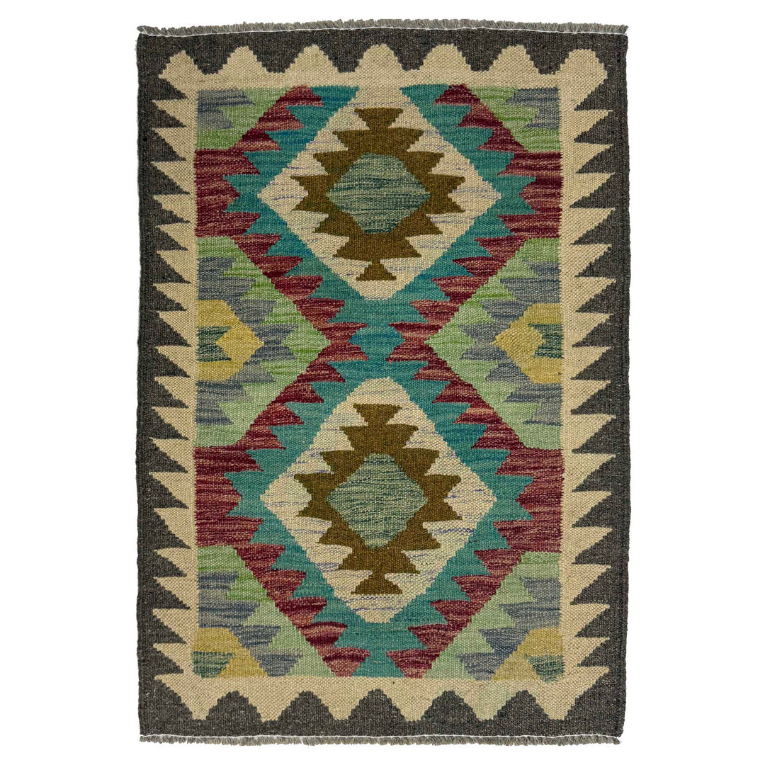 Afghan Kilim Rug 2' 0" x 2' 10" Flat-Weave
