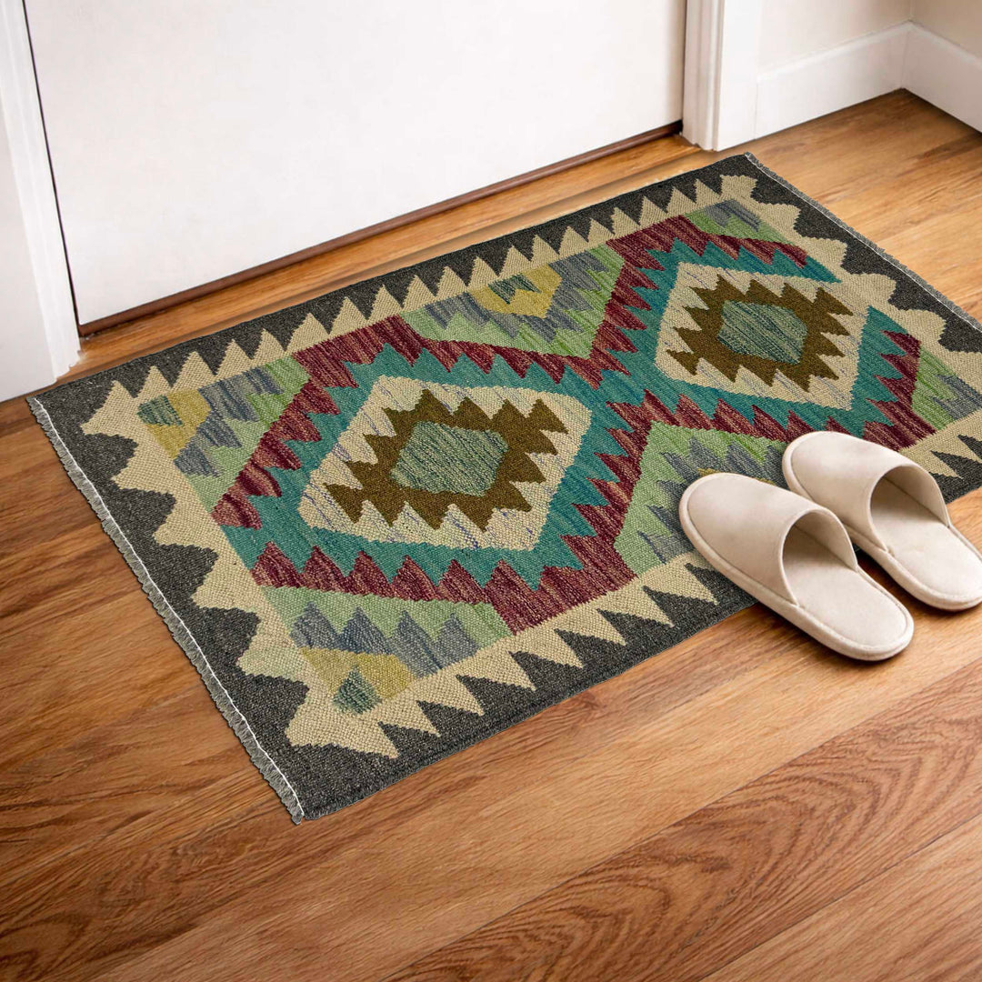 Afghan Kilim Rug 2' 0" x 2' 10" Flat-Weave view