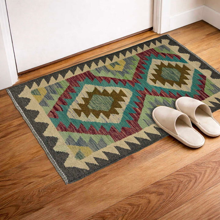 Afghan Kilim Rug 2' 0" x 2' 10" Flat-Weave view