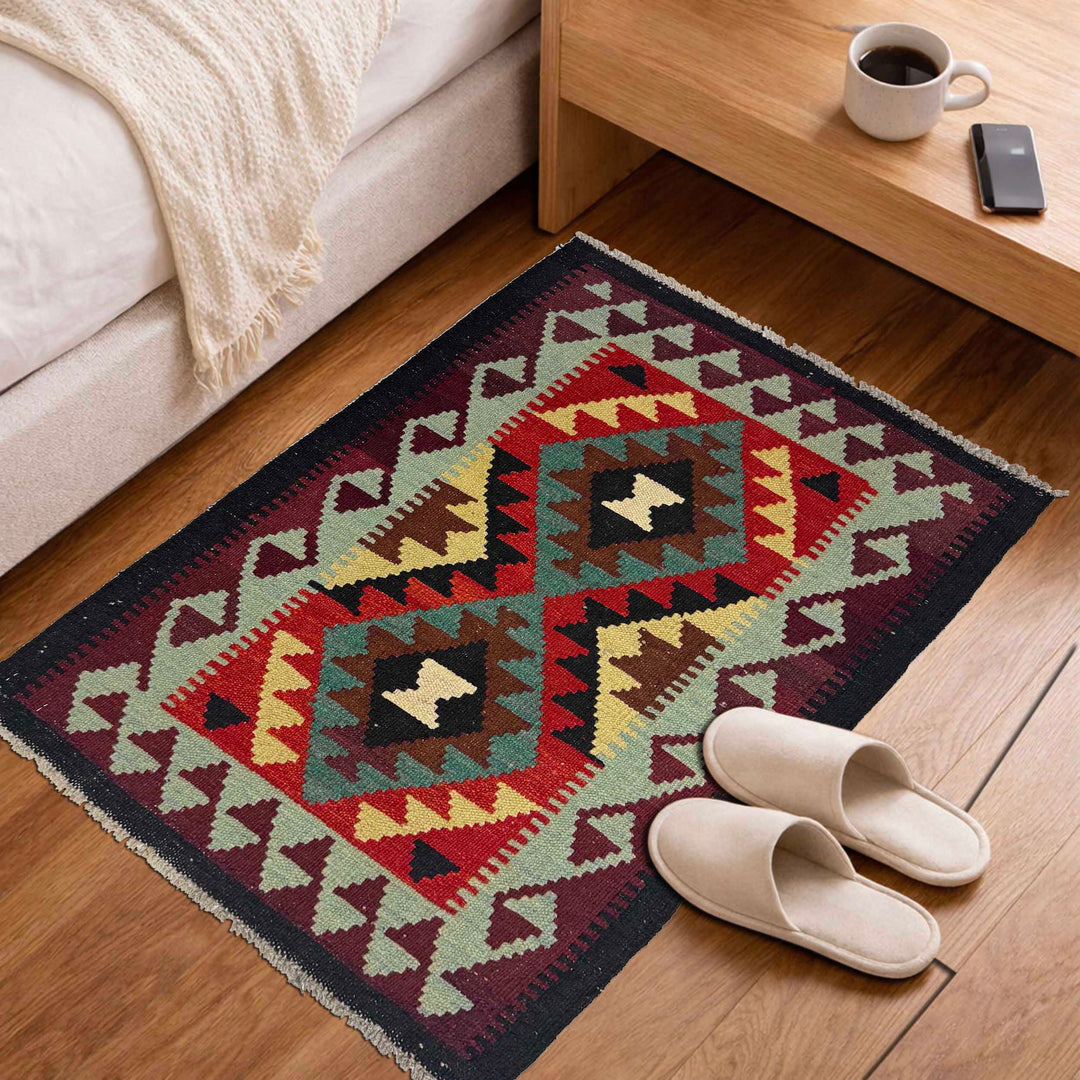 Afghan Kilim Rug 2' 0" x 2' 11" Flat-Weave | No. AL86058