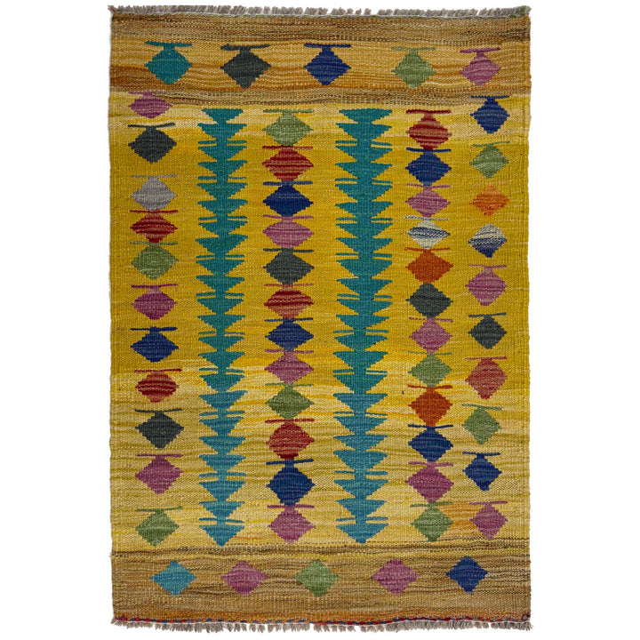 Afghan Kilim Rug 2' 1" x 3' 3" Flat-Weave