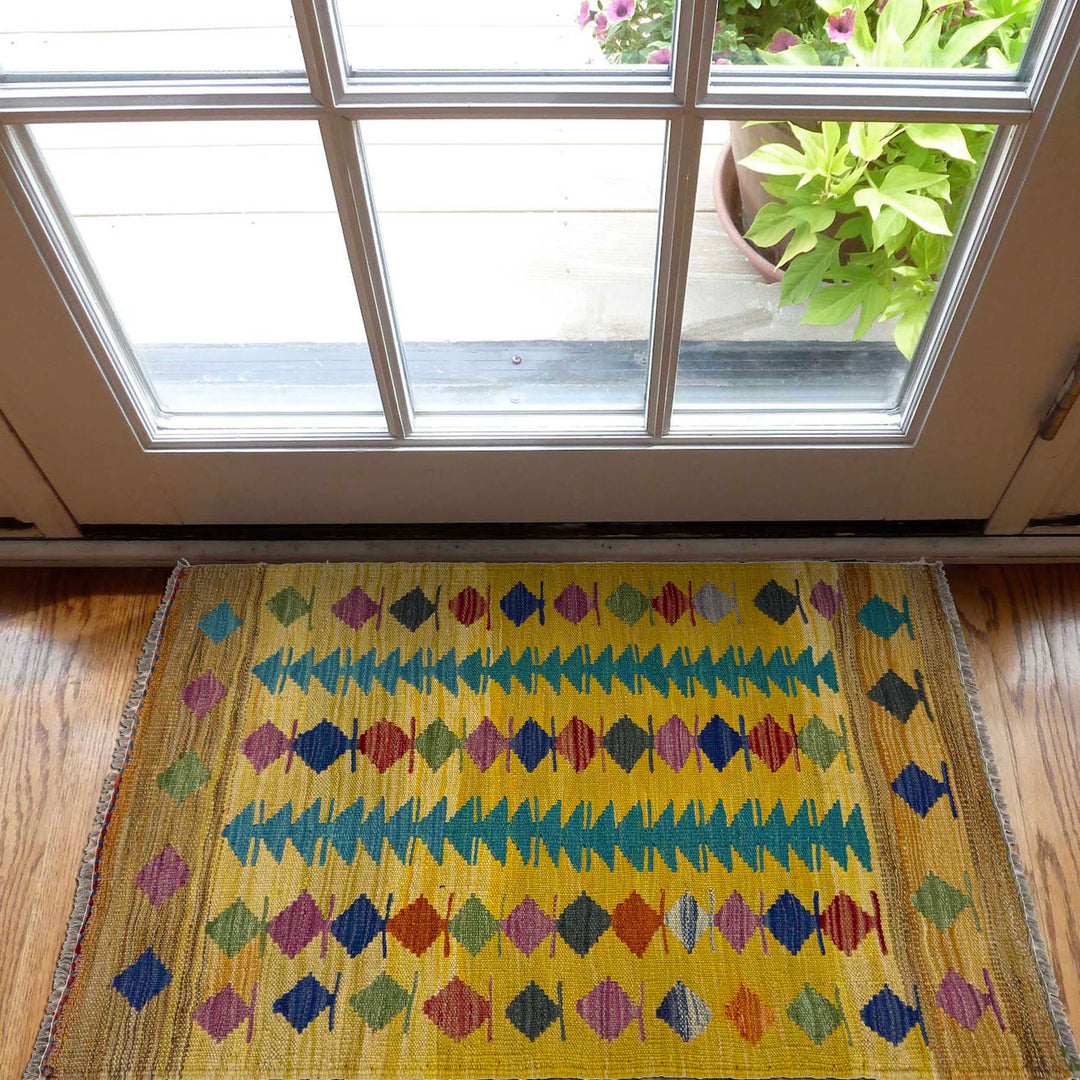 Afghan Kilim Rug 2' 1" x 3' 3" Flat-Weave view