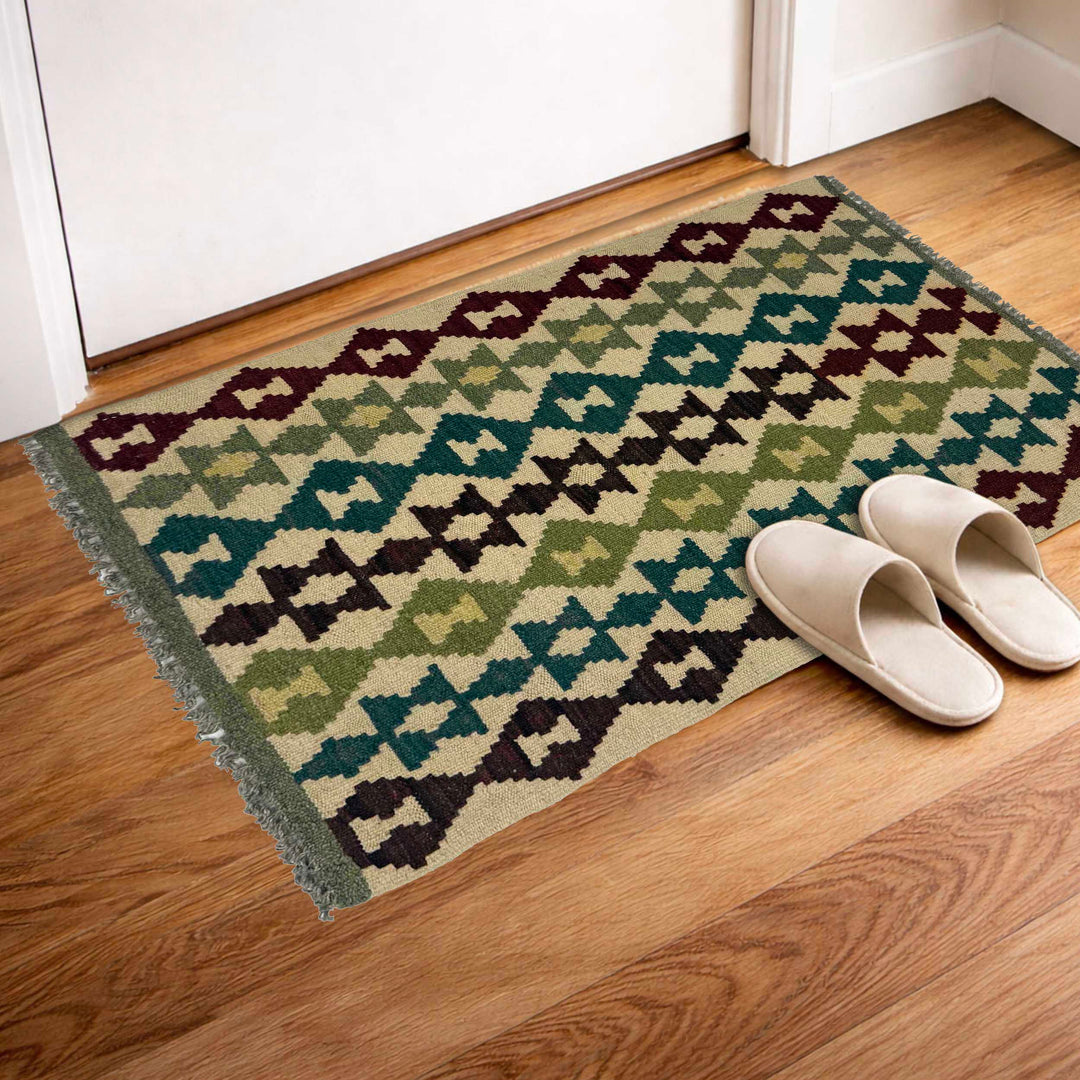 Afghan Kilim Rug 2' 0" x 2' 11" Flat-Weave | No. AL63384