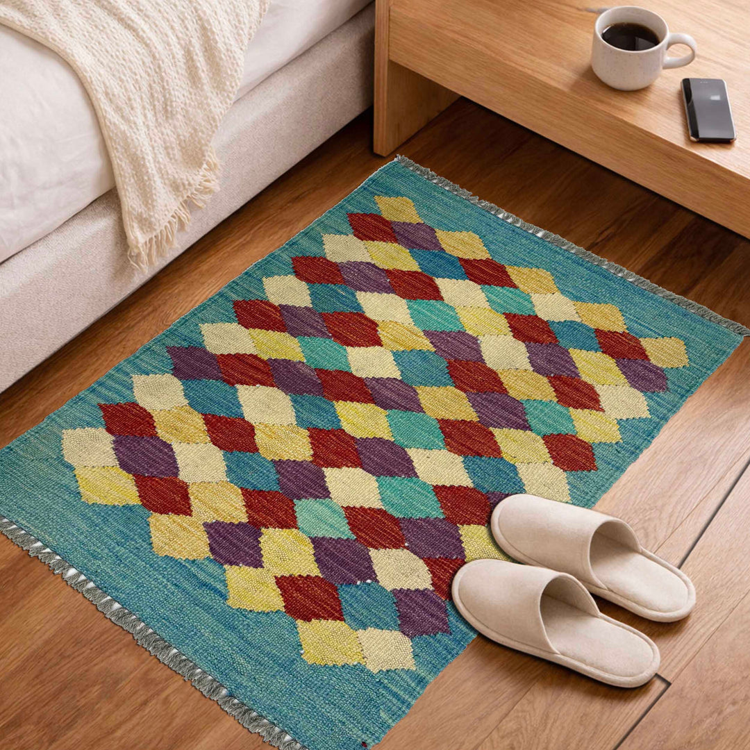 Afghan Kilim Rug 1' 11" x 2' 11" Flat-Weave view