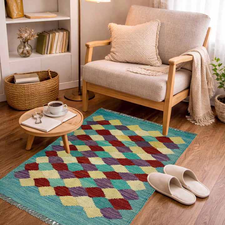 Afghan Kilim Rug 1' 10" x 2' 11" Flat-Weave view