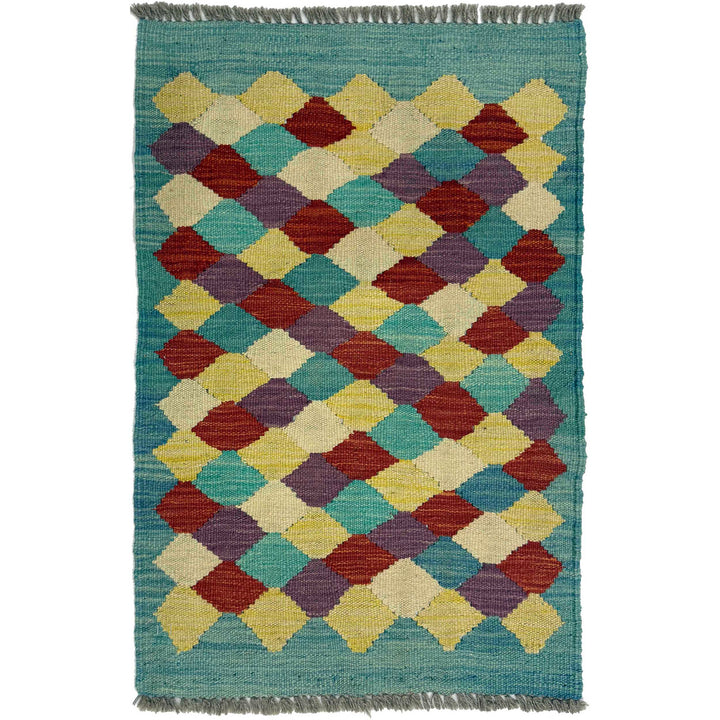 Afghan Kilim Rug 1' 11" x 2' 11" Flat-Weave