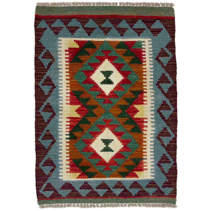 Afghan Vegetable Kilim Rug 2' 1" x 2' 11" Flat-Weave
