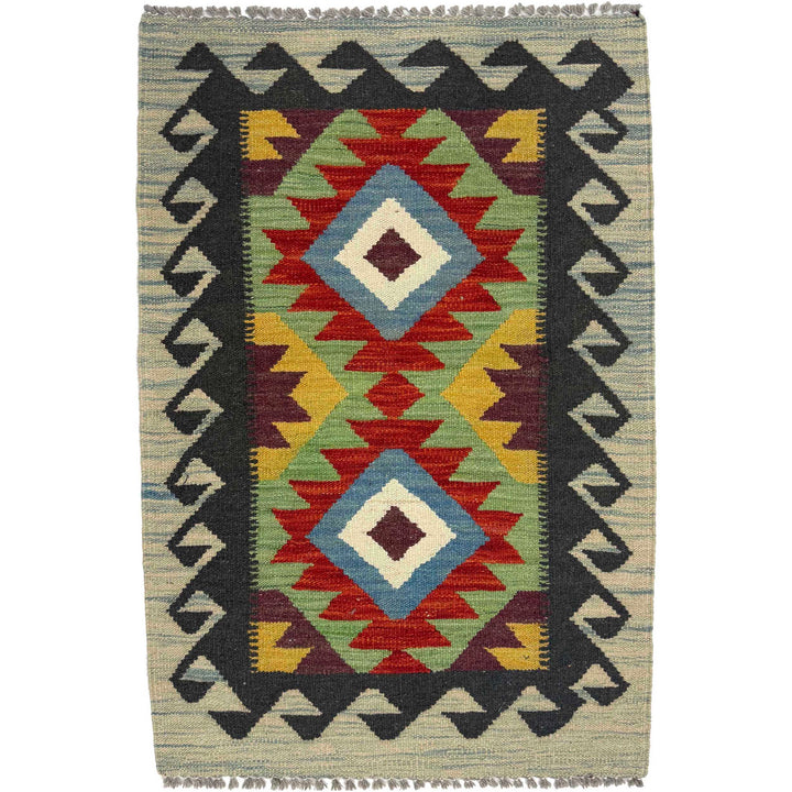 Afghan Kilim Rug 2' 0" x 2' 11" Flat-Weave