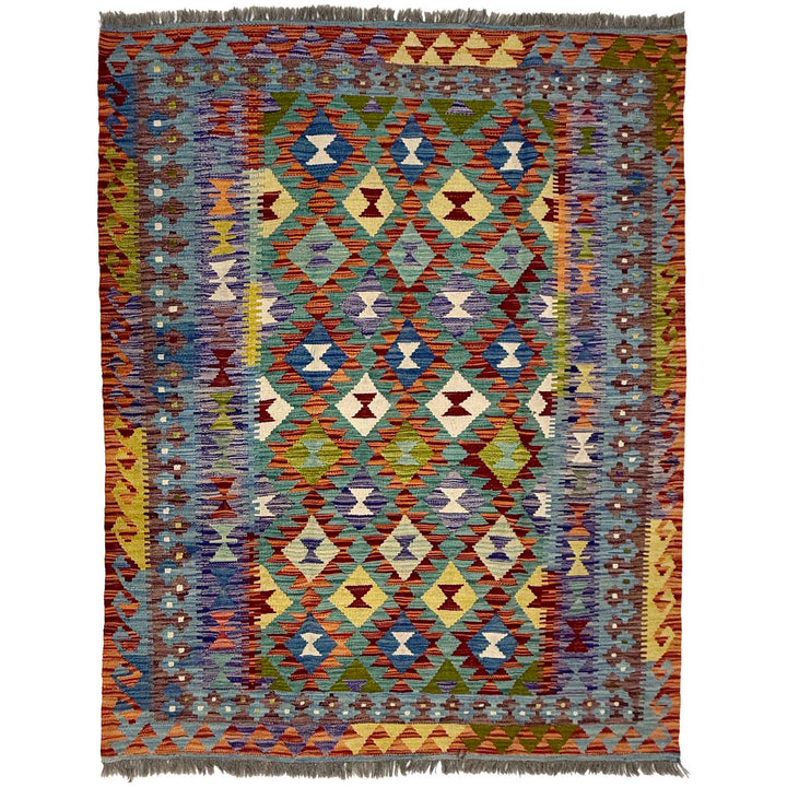 Afghan Kilim Rug 4'11" x 6'6" Flat-Weave