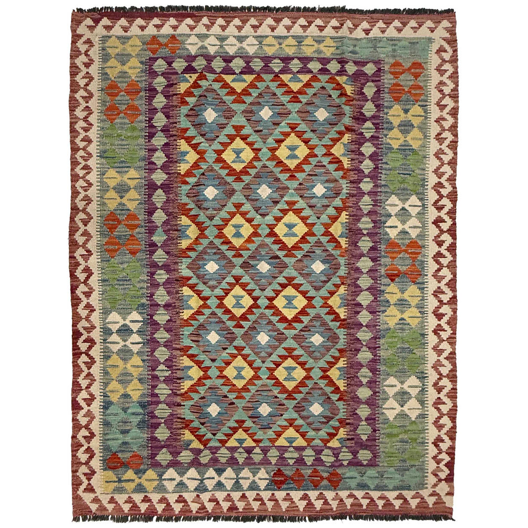Afghan Kilim Rug 4'9" x 6'4" Flat-Weave