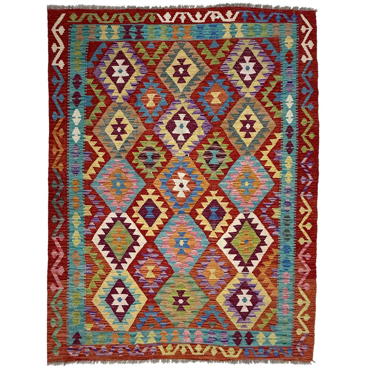 Afghan Kilim Rug 4'11" x 6'7" Flat-Weave