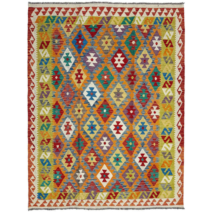 Afghan Vegetable Kilim Rug 4'10" x 6'8" Flat-Weave