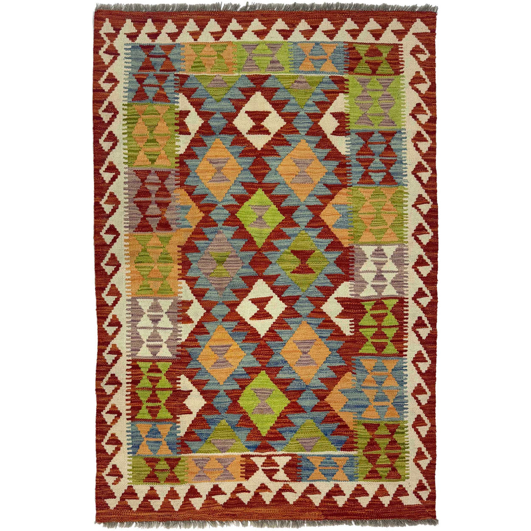 Afghan Kilim Rug 3' 5" x 5' 1" Flat-Weave
