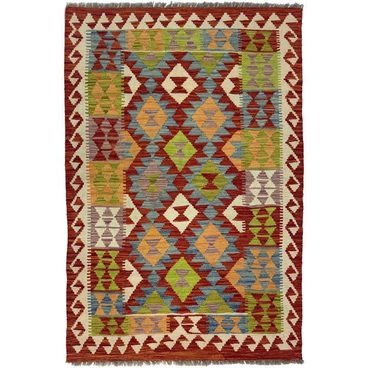 Afghan Kilim Rug 3' 5" x 5' 1" Flat-Weave