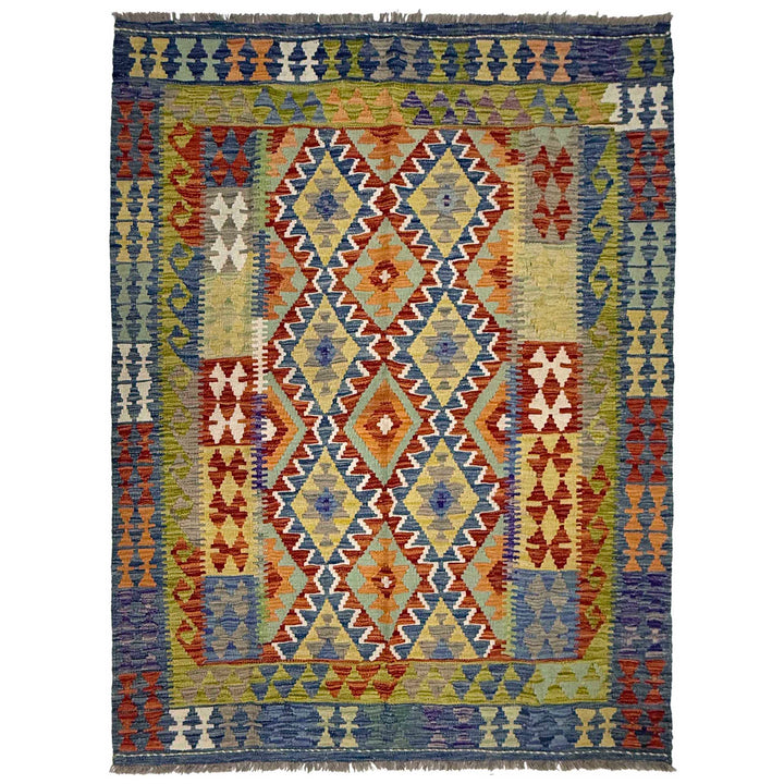 Afghan Kilim Rug 5' 0" x 6' 5" Flat-Weave