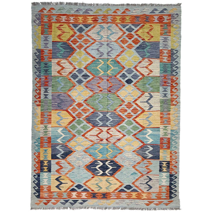 Afghan Kilim Rug 5' 11" x 8' 2" Flat-Weave | No. AL19814