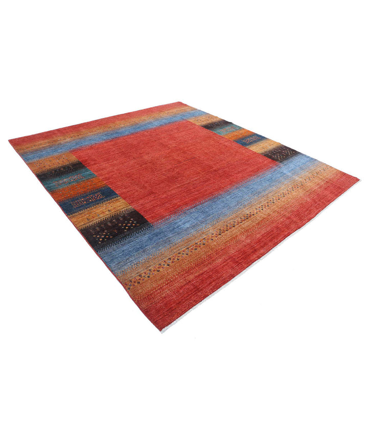 Afghan Gabbeh Rug 8'4" x 9'7" Hand-Knotted | No. AT57305