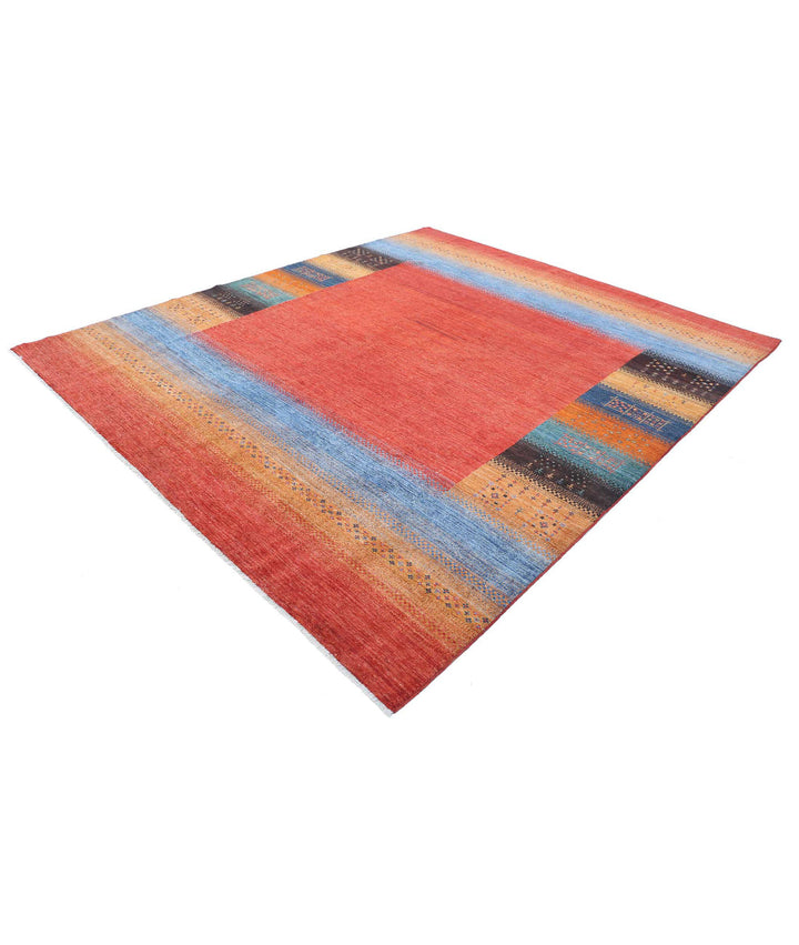 Afghan Gabbeh Rug 8'4" x 9'7" Hand-Knotted | No. AT57305