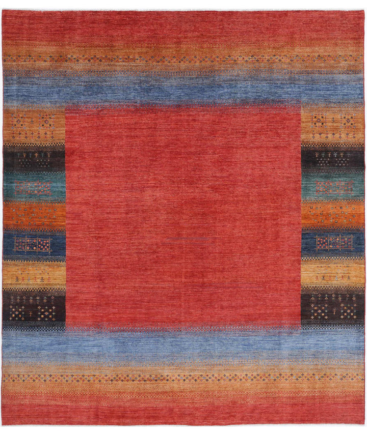 Afghan Gabbeh Rug 8'4" x 9'7" Hand-Knotted | No. AT57305