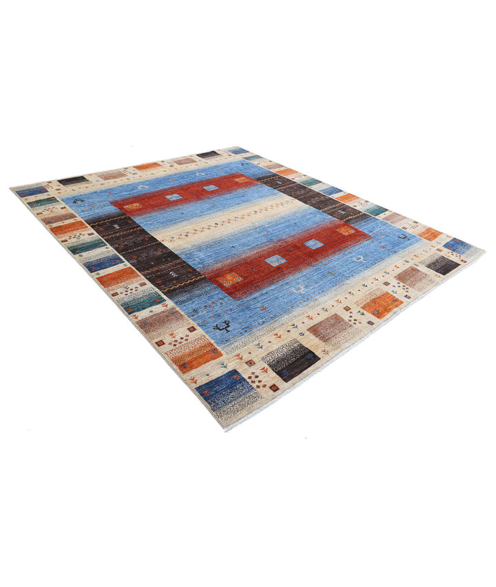 Afghan Gabbeh Rug 8'2" x 9'6" Hand-Knotted | No. AT66762