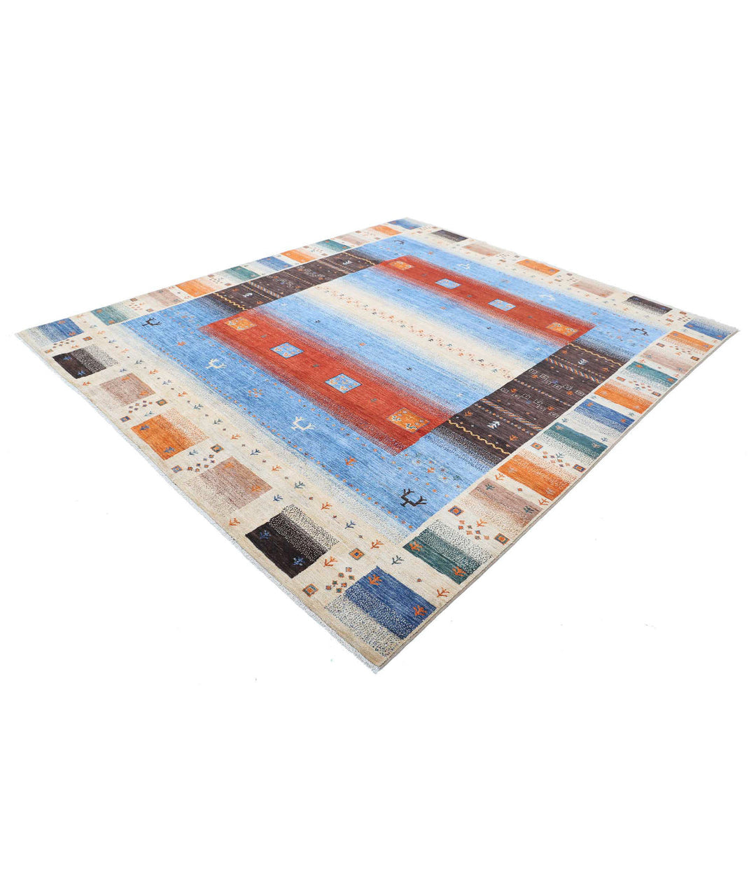 Afghan Gabbeh Rug 8'2" x 9'6" Hand-Knotted | No. AT66762