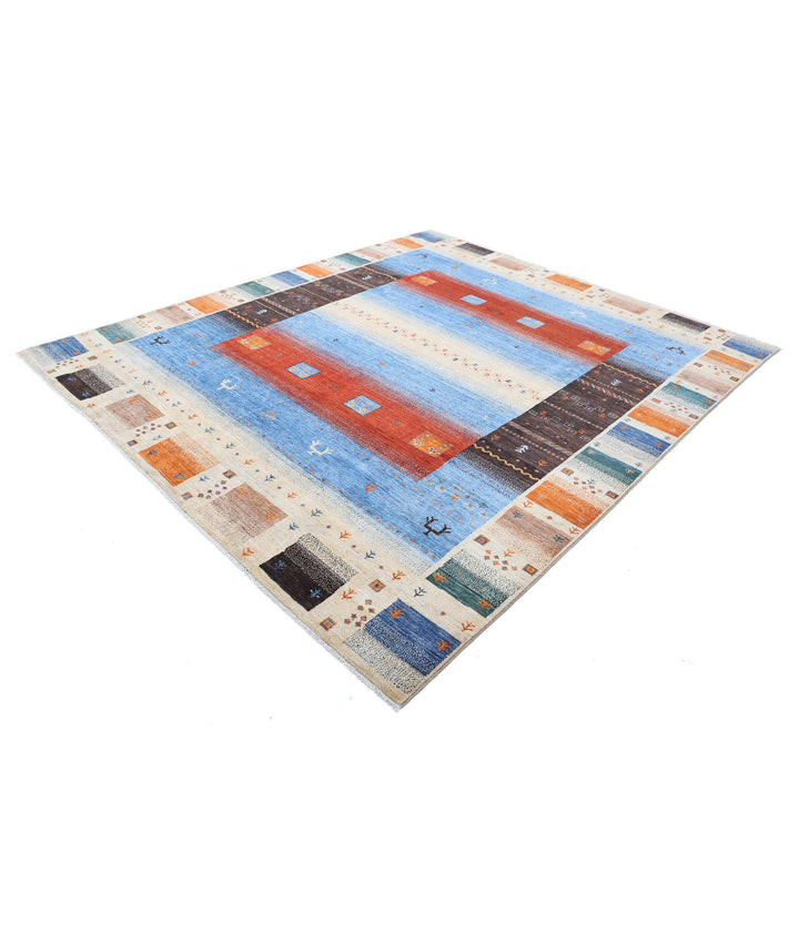 Afghan Gabbeh Rug 8'2" x 9'6" Hand-Knotted | No. AT66762
