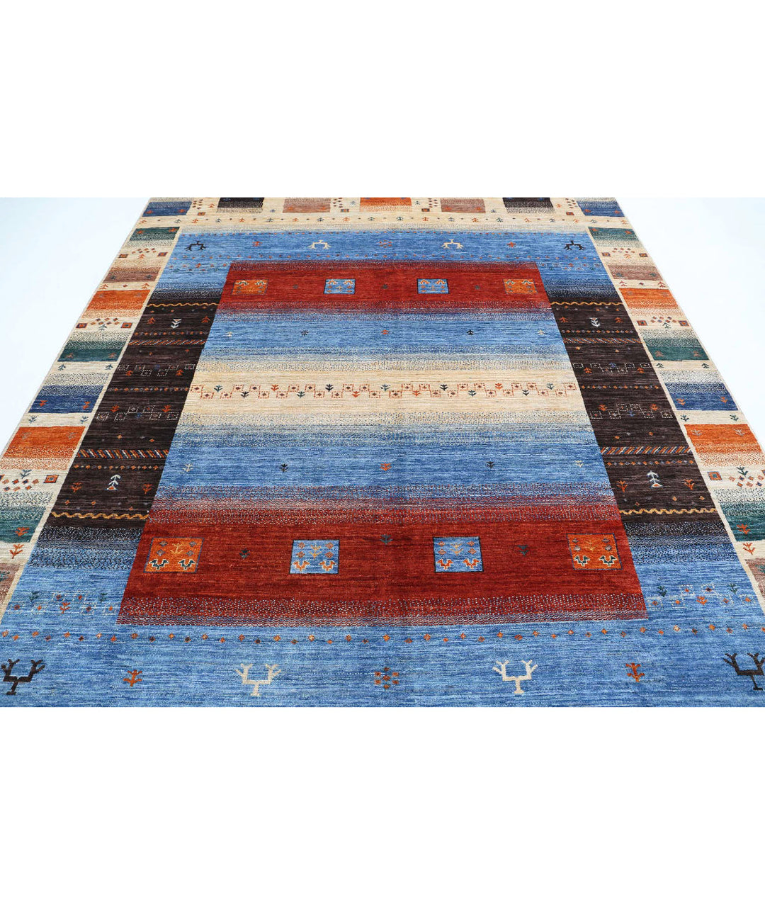 Afghan Gabbeh Rug 8'2" x 9'6" Hand-Knotted | No. AT66762