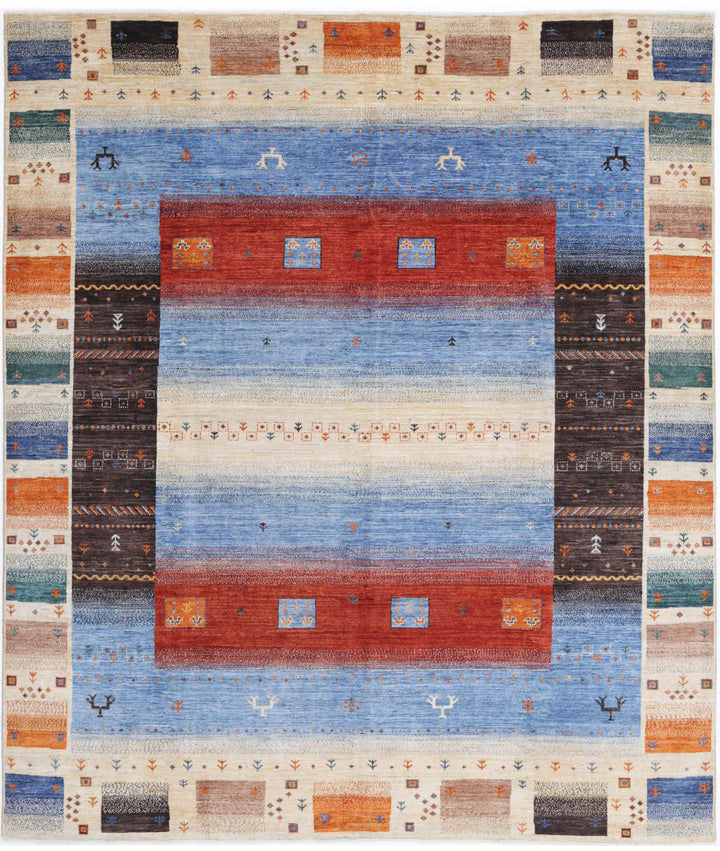 Afghan Gabbeh Rug 8'2" x 9'6" Hand-Knotted | No. AT66762
