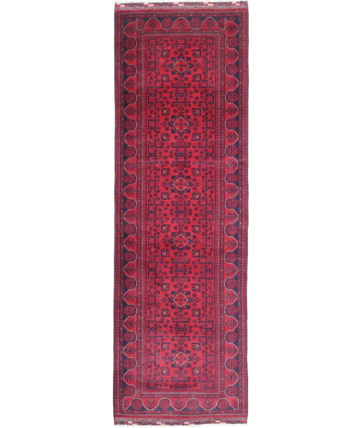 Red Afghan Khamyab Rug 3' 0" x 9' 10" Hand-Knotted | No. AT34536