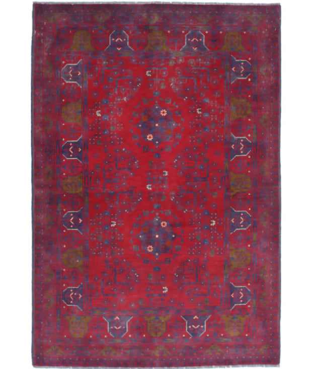 Hand Knotted Afghan Khamyab Wool Rug 3' 3" x 4' 11" - No. AT78454