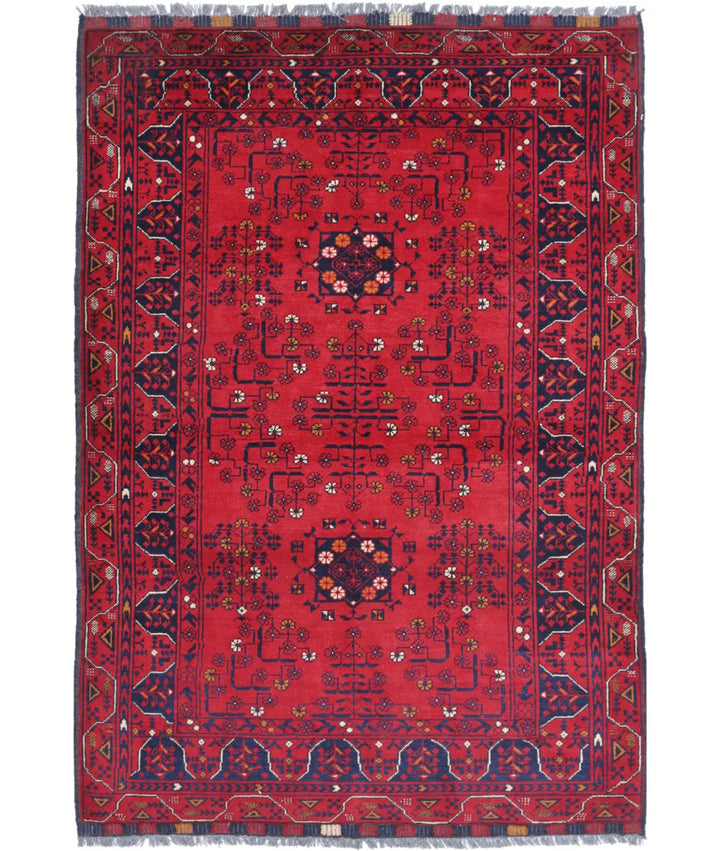 Afghan Khamyab Rug 3' 3" x 4' 9" Hand-Knotted | No. AT58536