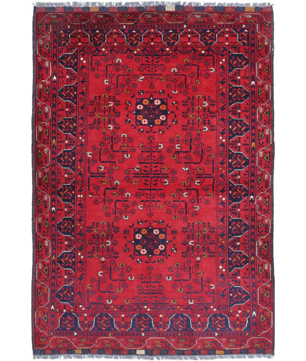 Hand Knotted Afghan Khamyab Wool Rug 3' 3" x 4' 9" - No. AT58536