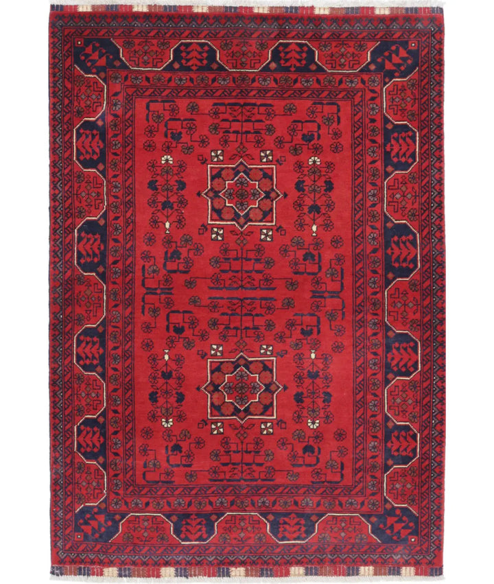Afghan Khamyab Rug 3' 4" x 4' 8" Hand-Knotted | No. AT91022
