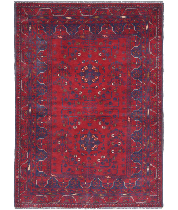 Hand Knotted Afghan Khamyab Wool Rug 3' 4" x 4' 9" - No. AT61204