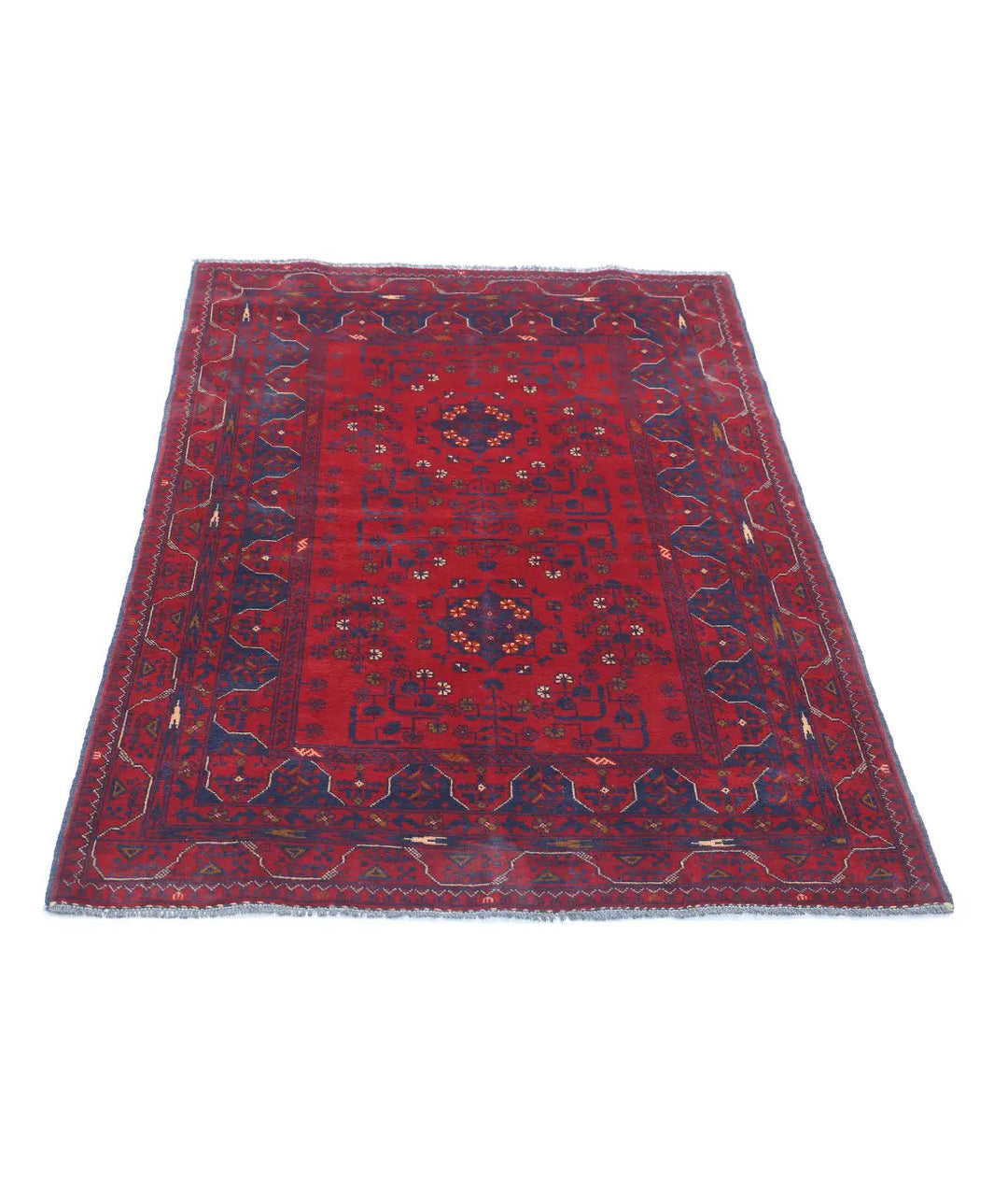 Afghan Khamyab Rug 3' 4" x 4' 9" Hand-Knotted | No. AT61204