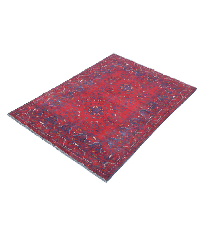 Afghan Khamyab Rug 3' 4" x 4' 9" Hand-Knotted | No. AT61204