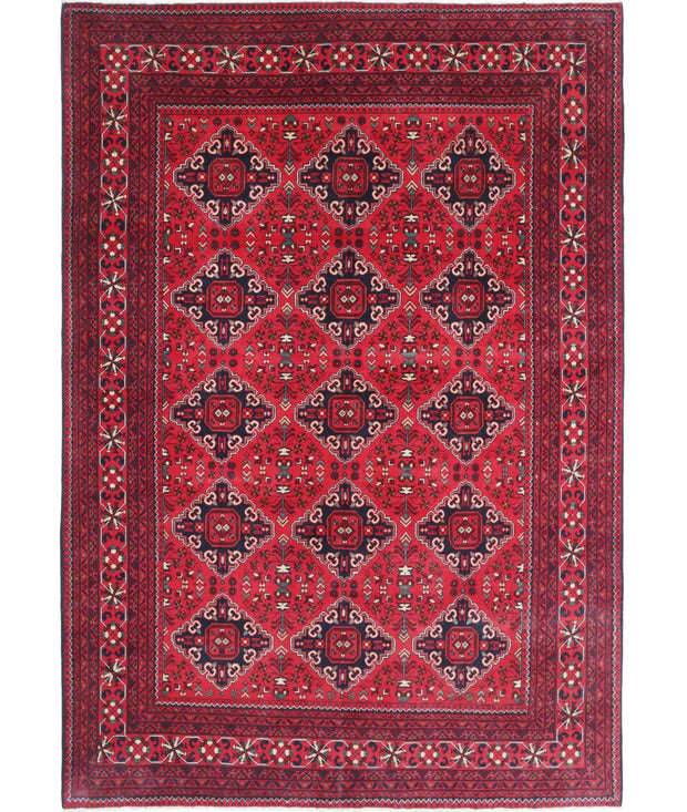 Hand Knotted Afghan Khamyab Wool Rug 6' 6" x 9' 6" - No. AT84670