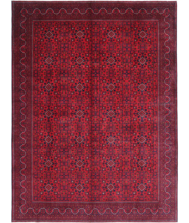 Hand Knotted Afghan Khamyab Wool Rug 8' 4" x 11' 3" - No. AT61449