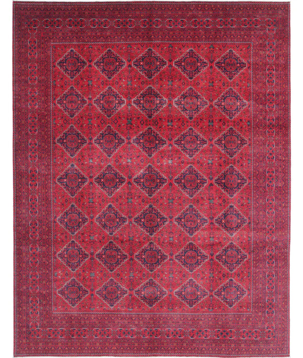 Hand Knotted Afghan Khamyab Wool Rug 9' 8" x 12' 4" - No. AT18016