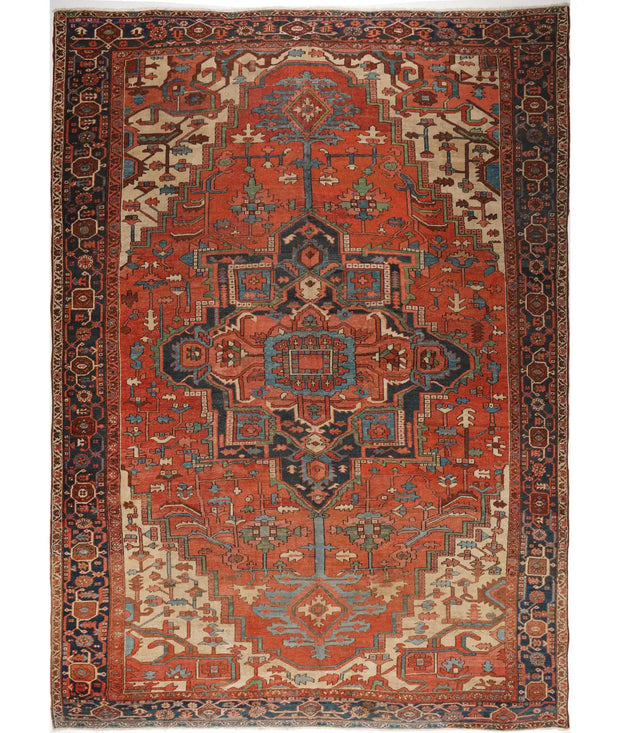 Hand Knotted Antique Masterpiece Oriental Heriz Wool Rug 10' 0" x 14' 5" - No. AT98257