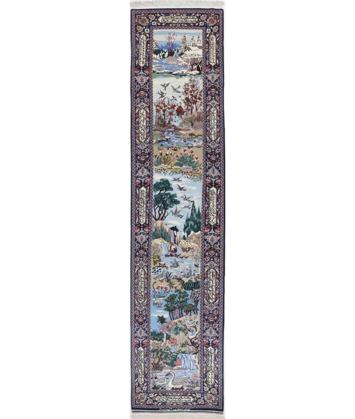 Hand Knotted Antique Masterpiece Oriental Isfahan Wool & Silk Rug 2' 5" x 11' 3" - No. AT598029